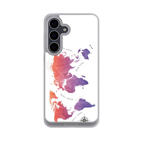 Samsung Galaxy S25 FE NIVOpure Carte du monde aquarelle blanche