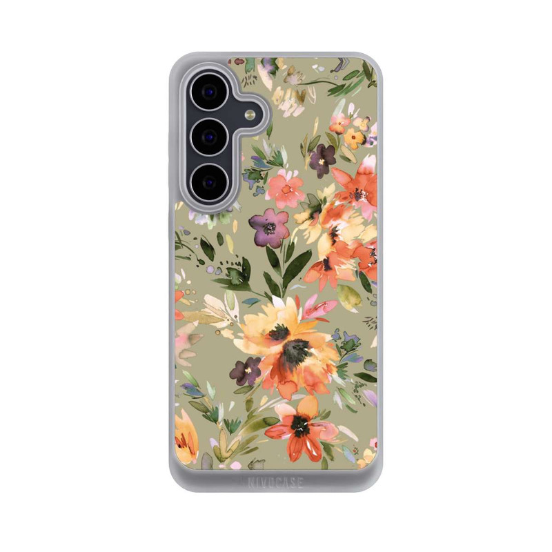 Galaxy S25 FE NIVOpure Malerische tropische Blumen Salbeigrün