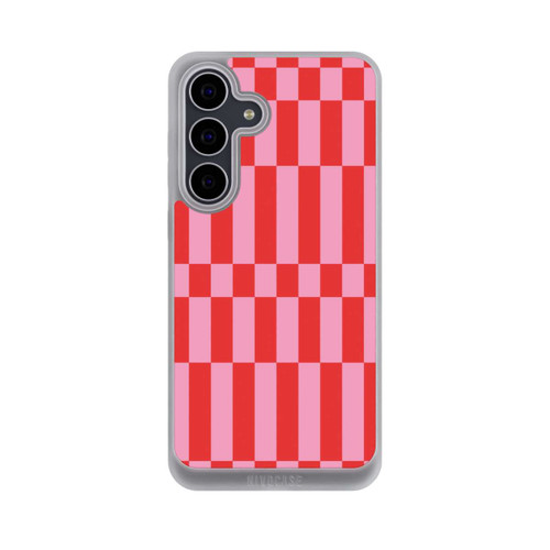 Samsung Galaxy S25 FE NIVOpure Checked Abstract Bold Coral Red and Pink Color Block