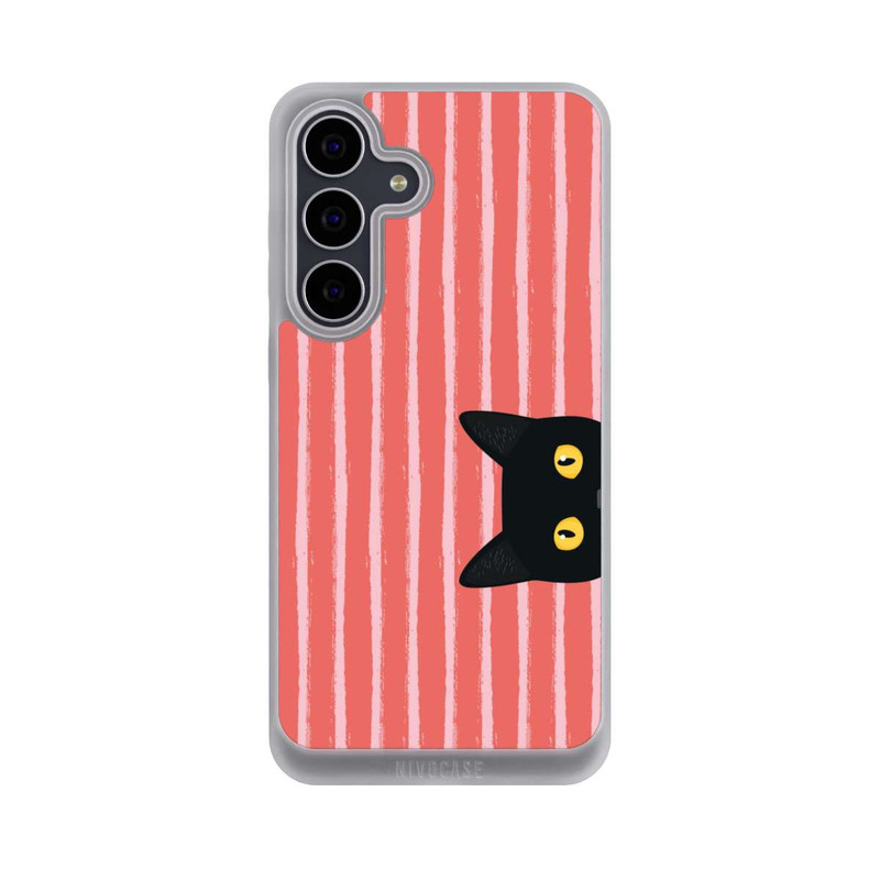 Galaxy S25 FE NIVOpure Chat noir sur fond rayé orange