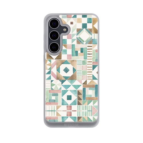 Samsung Galaxy S25 FE NIVOpure Geometric Blocks Retro Vintage Patchwork Green