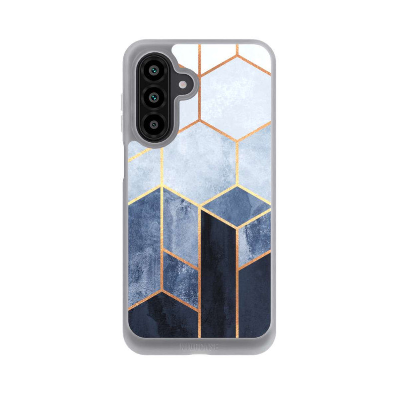 Galaxy A17 5G NIVOpure Blauer Farbverlauf Sechsecke Golddruck