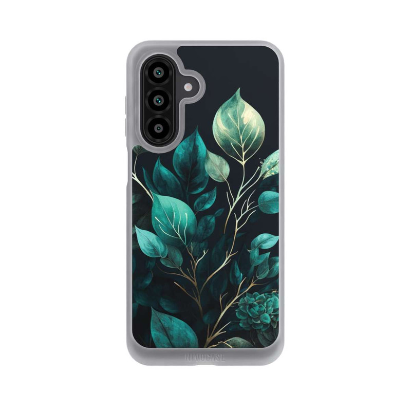 Galaxy A17 5G NIVOpure Grüne Eukalyptus Blätter mit dunklem Hintergrund mit KI