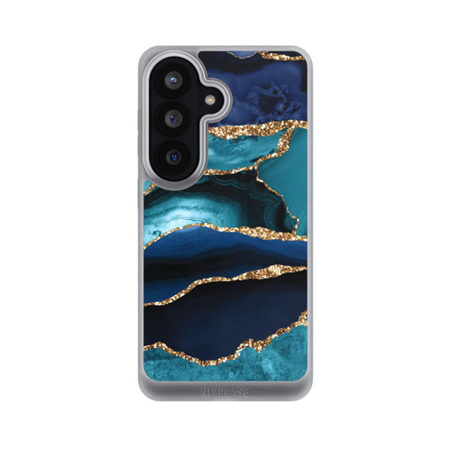 Samsung Galaxy S26 NIVOpure Dark and Light Blue Marble Gold Glitter Look