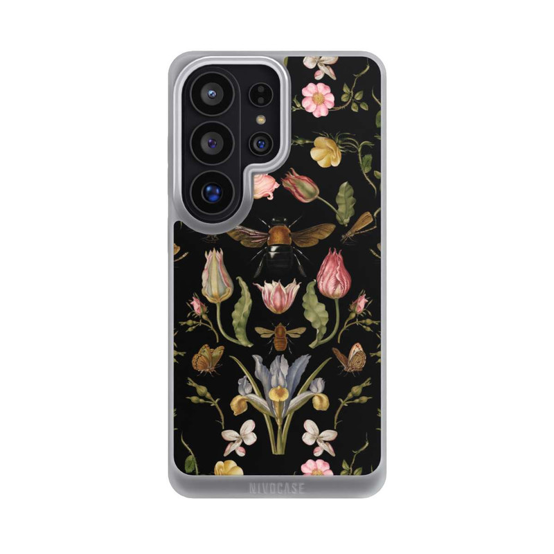 Galaxy S26 Ultra NIVOpure Fleurs Sauvages et Abeilles Fond Noir