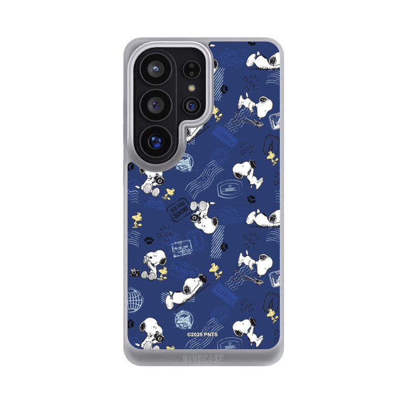 Galaxy S26 Ultra NIVOpure Peanuts Travel Stamps Pattern Blue