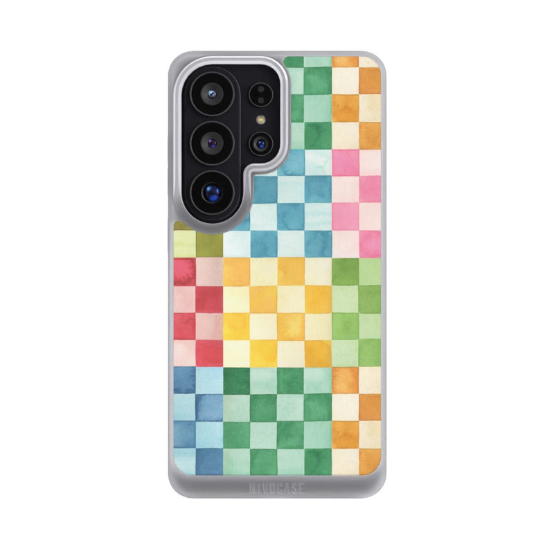 Galaxy S26 Ultra NIVOpure Checkerboard Watercolor Chess Geometric Red