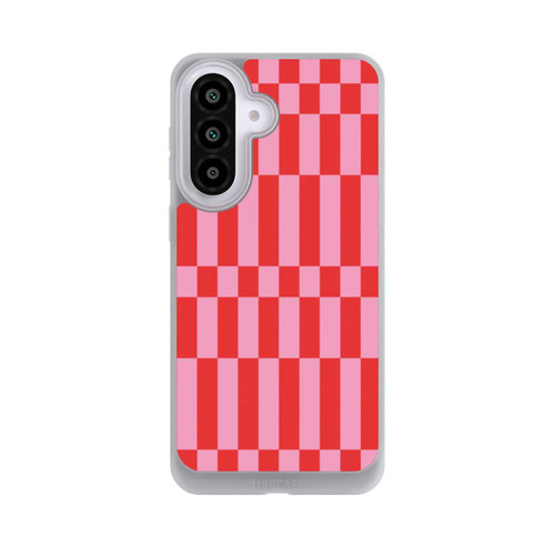 Samsung Galaxy A57 5G NIVOpure Checked Abstract Bold Coral Red and Pink Color Block