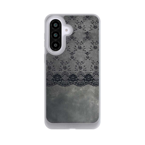 Samsung Galaxy A57 5G NIVOpure Schwarzes Spitzenmuster auf grauem Hintergrund