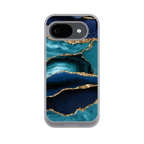 Google Pixel 10a NIVOpure Dark and Light Blue Marble Gold Glitter Look