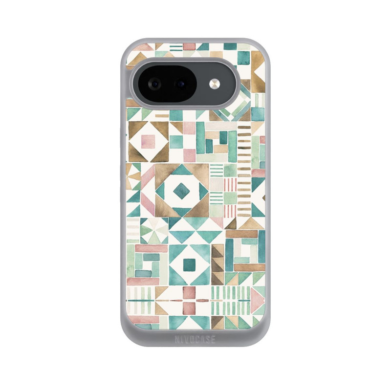 Pixel 10a NIVOpure Geometric Blocks Retro Vintage Patchwork Green