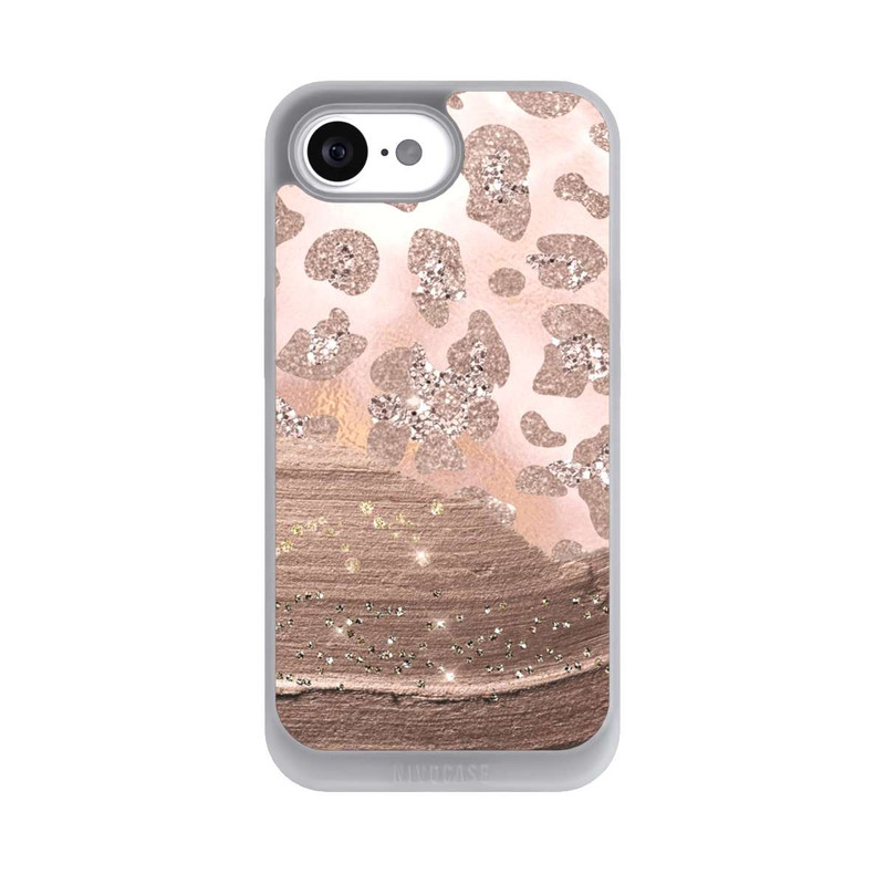 iPhone 17e NIVOpure Silberner Leoparden Glitzerlook