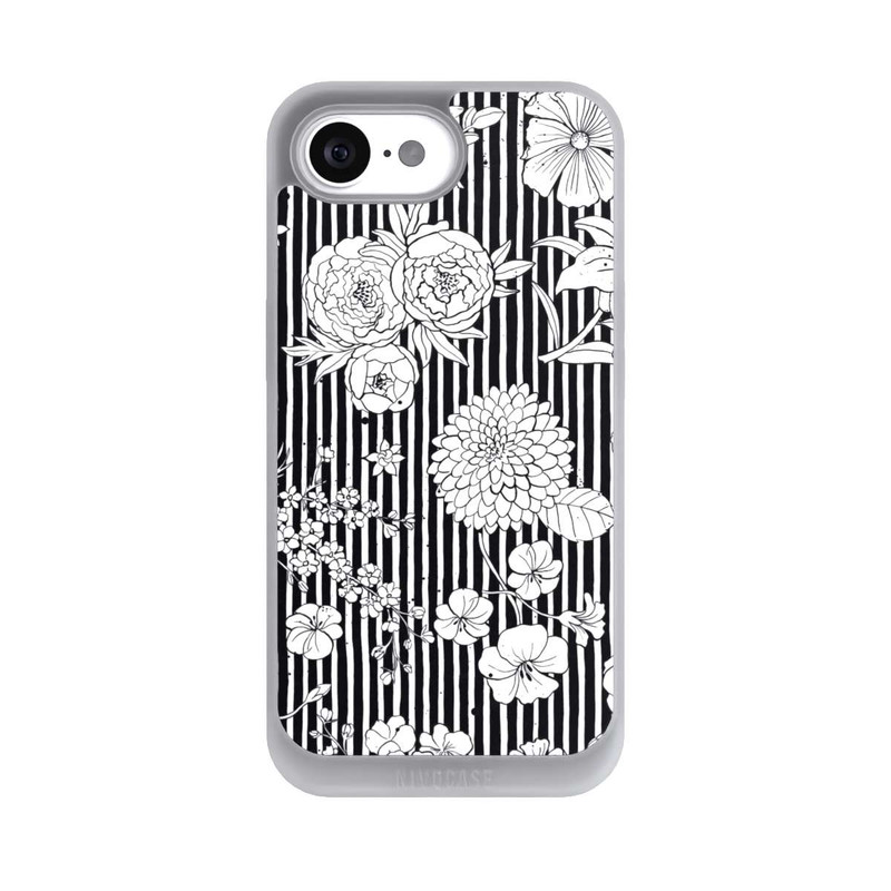 iPhone 17e NIVOpure Flowers and Stripes Black and White