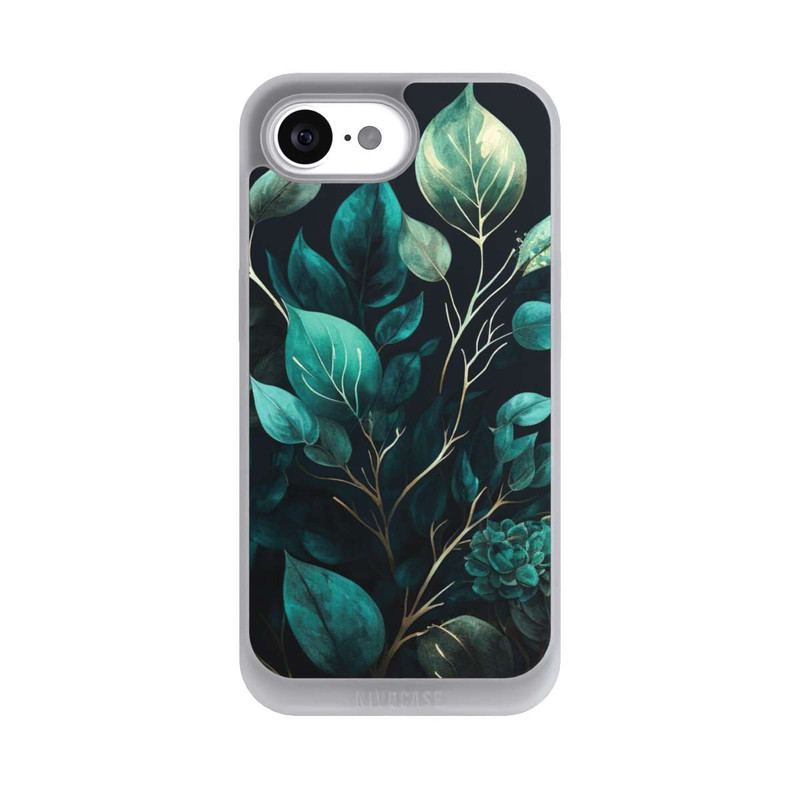 iPhone 17e NIVOpure Grüne Eukalyptus Blätter mit dunklem Hintergrund mit KI