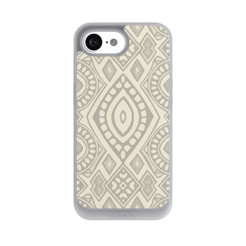 iPhone 17e NIVOpure Boho Geometric Mosaic Pattern Neutral Grey and Beige