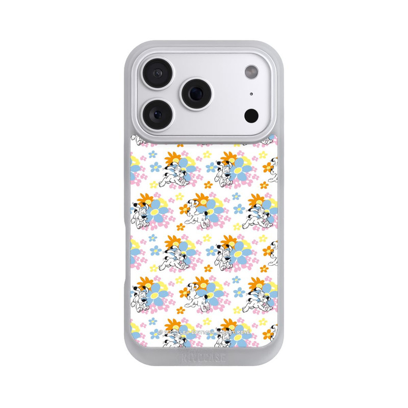 iPhone 18 Pro NIVOpure Idéfix sur fleurs colorées
