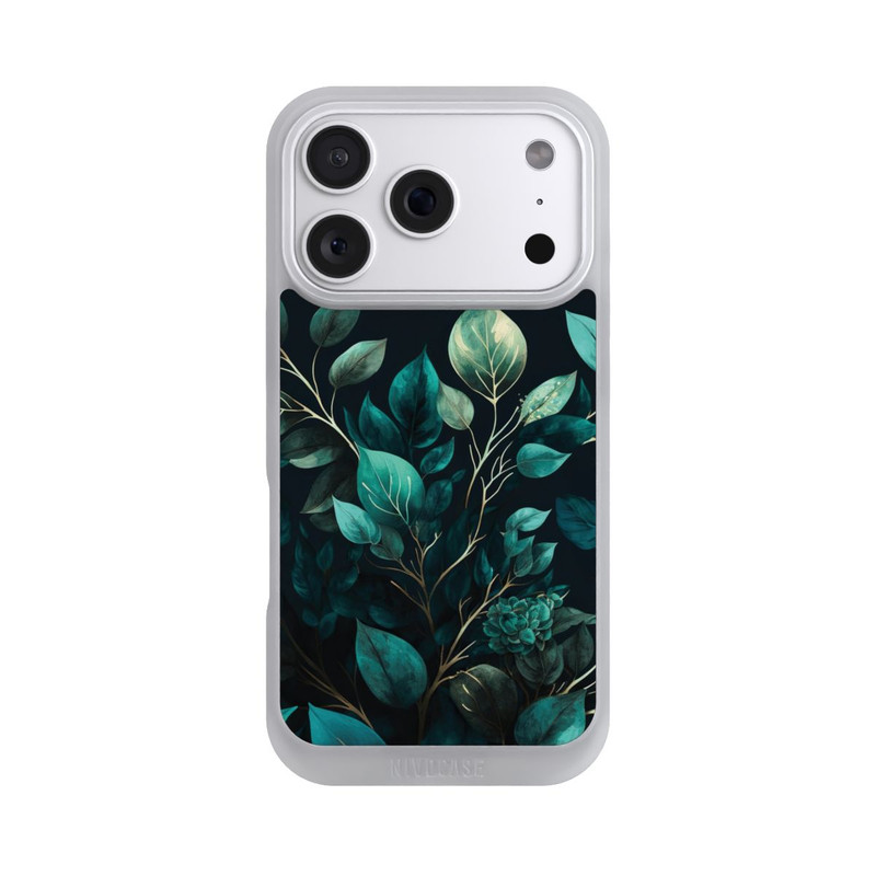 iPhone 18 Pro NIVOpure Grüne Eukalyptus Blätter mit dunklem Hintergrund mit KI
