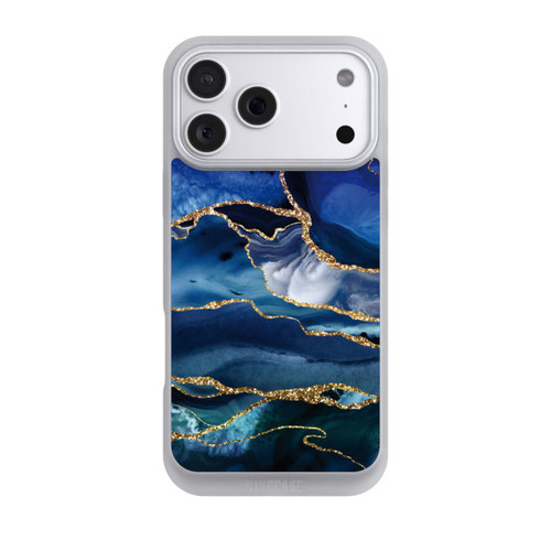 Apple iPhone 18 Pro Max NIVOpure  Blauer Marmor Gold Glitzer Look