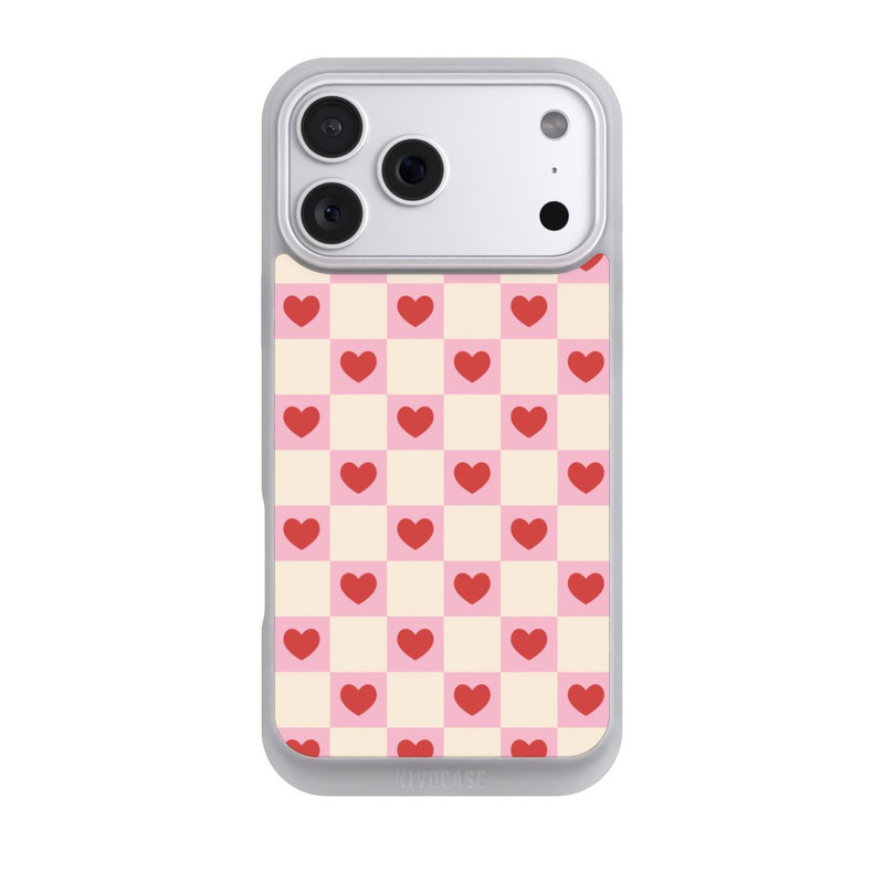 iPhone 18 Pro Max NIVOpure Rosa Kariertes Herzmuster Valentinstag