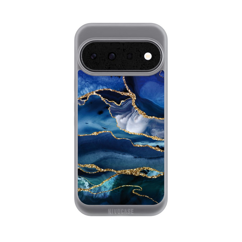 Pixel 11 NIVOpure  Blauer Marmor Gold Glitzer Look