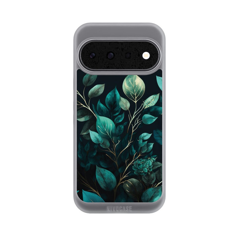 Pixel 11 NIVOpure Grüne Eukalyptus Blätter mit dunklem Hintergrund mit KI