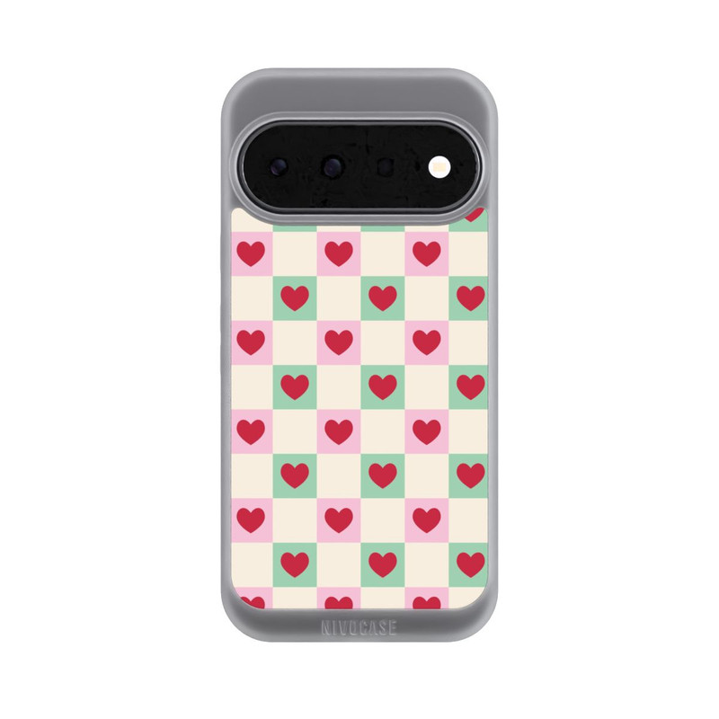Pixel 11 NIVOpure Karomuster Herzen Rosa und Grün Valentinstag