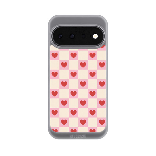 Google Pixel 11 NIVOpure Cœurs à Carreaux Roses Saint-Valentin