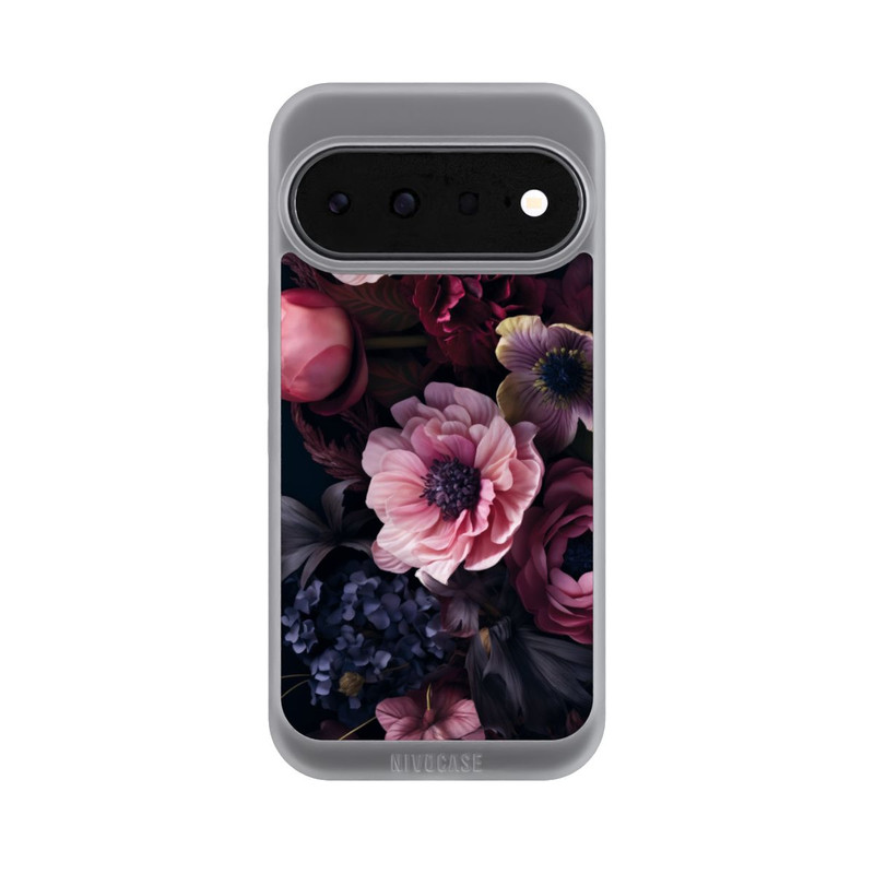 Pixel 11 NIVOpure Rosa Blumenbild mit Pfingstrosen auf dunklem Hintergrund Mit KI