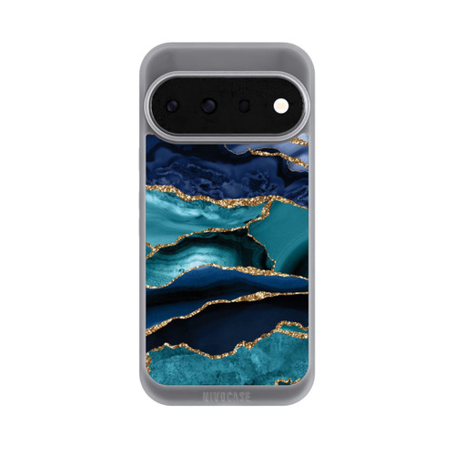 Google Pixel 11 Pro NIVOpure Aspect pailleté doré marbré bleu foncé et bleu clair