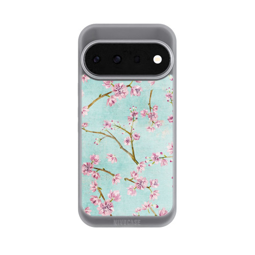 Google Pixel 11 Pro NIVOpure Motif de brindilles de fleurs de cerisier bleu clair