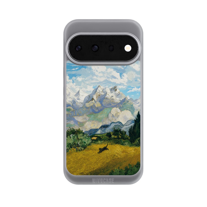 Pixel 11 Pro NIVOpure Weizenfeld mit Zypressen von van Gogh mit Katze mit KI