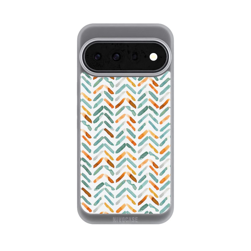 Pixel 11 Pro XL NIVOpure Élégant Automne Chevron Bleu Orange