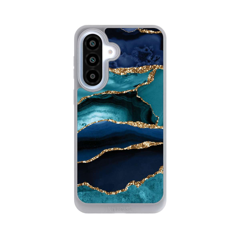Galaxy A37 5G NIVOpure Aspect pailleté doré marbré bleu foncé et bleu clair