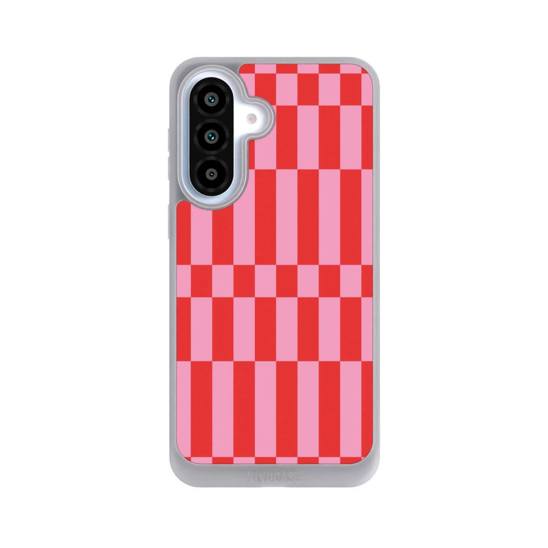 Galaxy A37 5G NIVOpure Checked Abstract Bold Coral Red and Pink Color Block