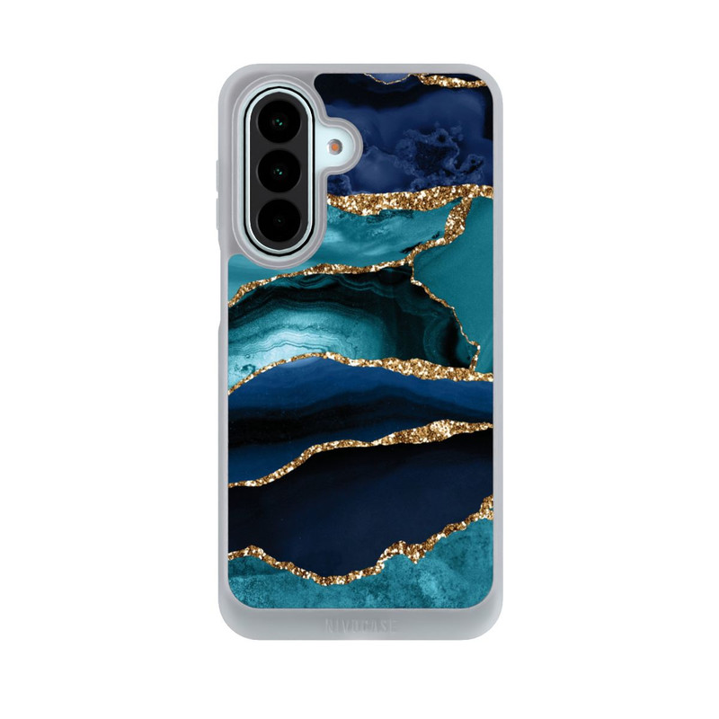 Galaxy A27 5G NIVOpure Dark and Light Blue Marble Gold Glitter Look