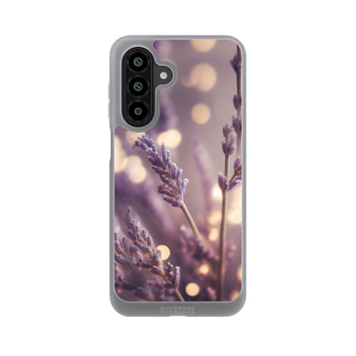 Samsung Galaxy A18 5G NIVOpure Lavande en gros plan avec IA