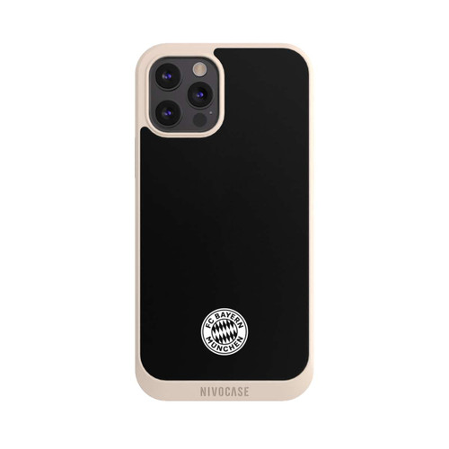 Apple iPhone 12 Pro Max NIVOpure Klassisches FCB Logo Klein - Weiß auf Schwarz