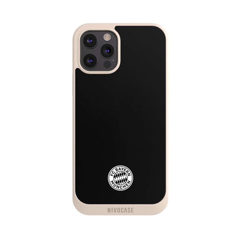 iPhone 12 Pro Max NIVOpure Klassisches FCB Logo Klein - Weiß auf Schwarz