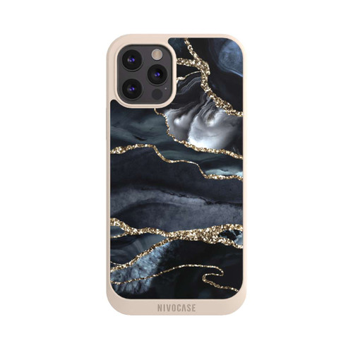 Apple iPhone 12 Pro Max NIVOpure Dunkler Marmor Gold Glitzerlook