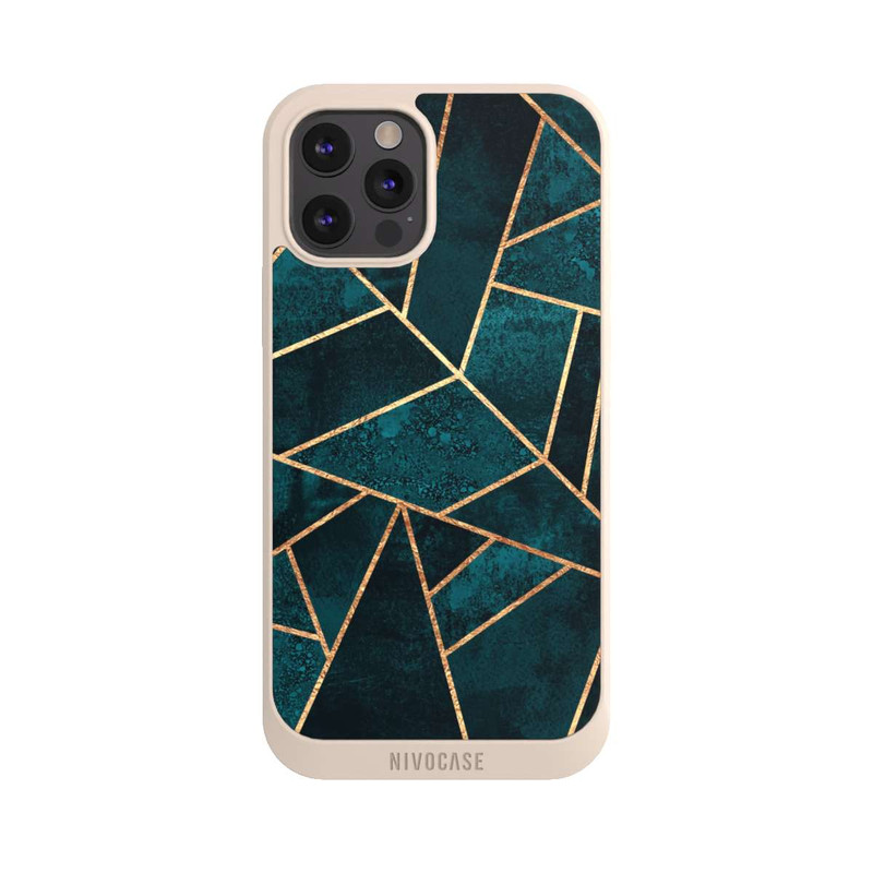 iPhone 12 Pro Max NIVOpure Tief Blaugrün Stein Gold Druck