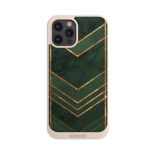 Apple iPhone 12 Pro Max NIVOpure Dunkelgrün gemustert Goldene Streifen