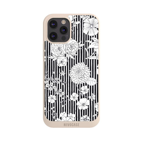 Apple iPhone 12 Pro Max NIVOpure Blumen und Streifen Schwarz und Weiß