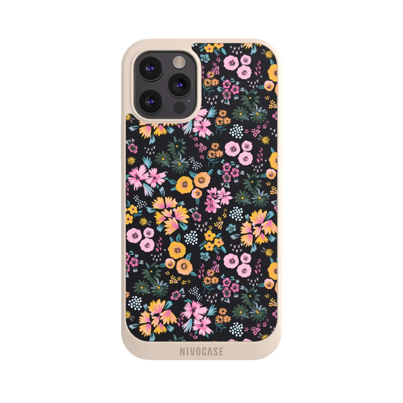 iPhone 12 Pro Max NIVOpure Kleine bunte Blumen Schwarz 2