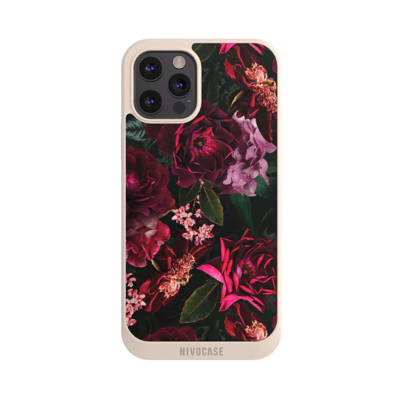 iPhone 12 Pro Max NIVOpure Dunkelrote und rosa Blüten
