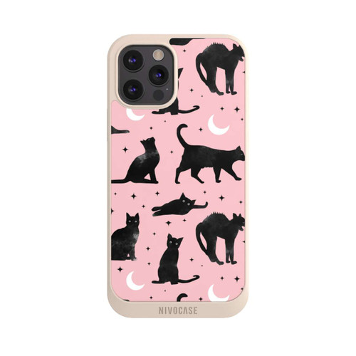 Apple iPhone 12 Pro Max NIVOpure Katzen und Mond auf Rosa