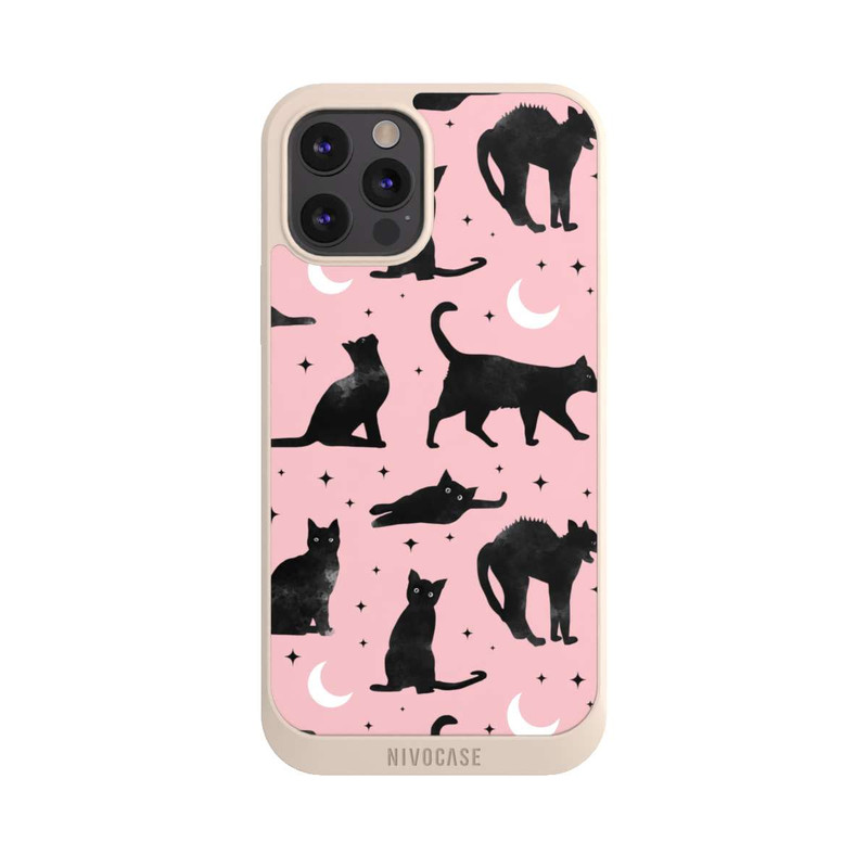 iPhone 12 Pro Max NIVOpure Katzen und Mond auf Rosa