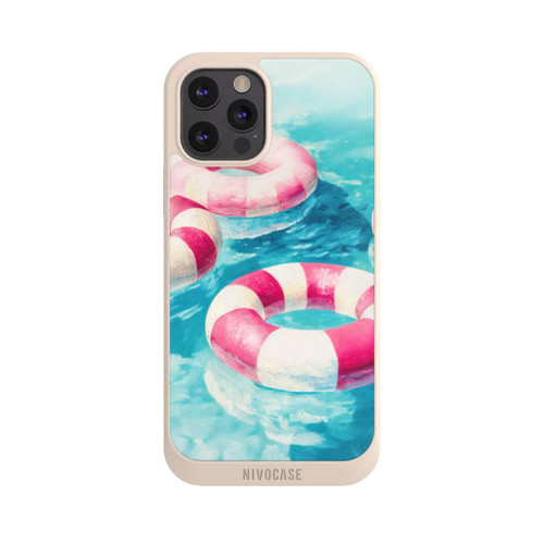 Apple iPhone 12 Pro Max NIVOpure Gestreifte Schwimmringe im Pool