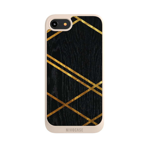 Apple iPhone 8 NIVOpure Black Geometric Pattern Golden Stripes