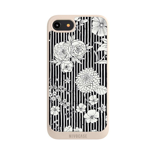 Apple iPhone 8 NIVOpure Flowers and Stripes Black and White