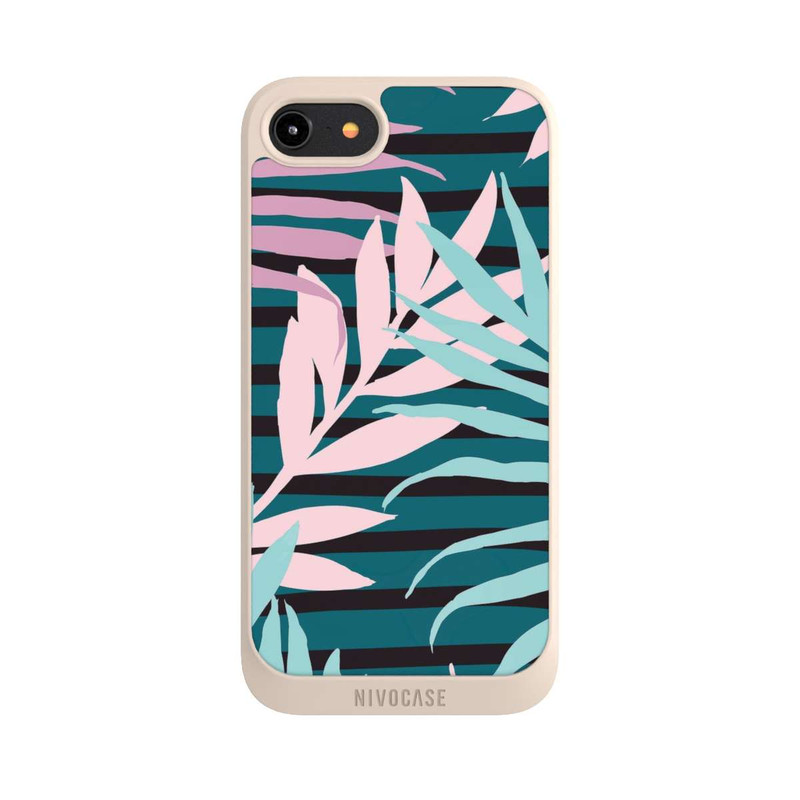 iPhone 8 NIVOpure Pastel Jungle Leaves Pink Teal Seamless